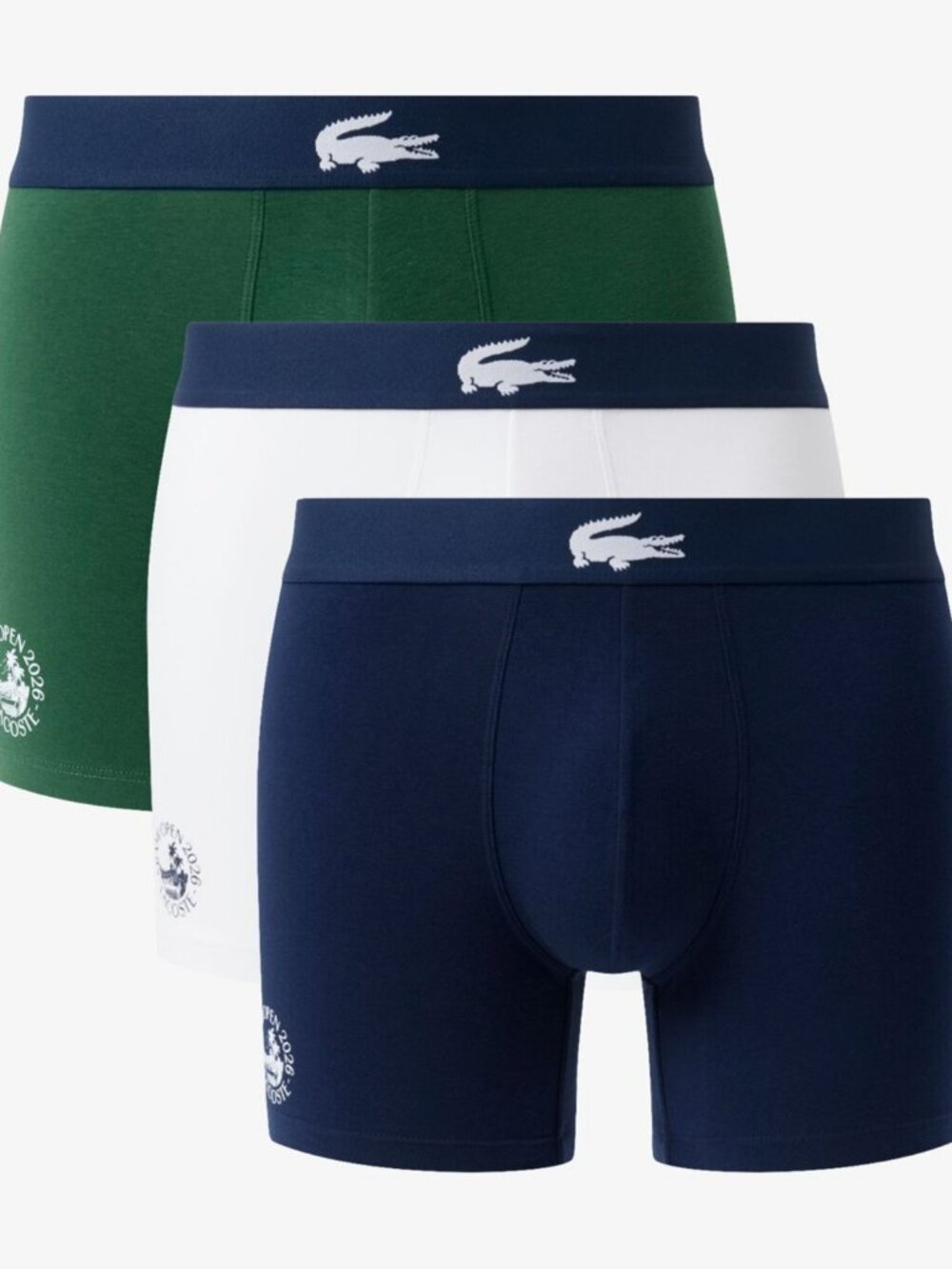 Lacoste Men's Miami Regular-Fit Boxer Briefs, 3-Pack - Navy/White/Green